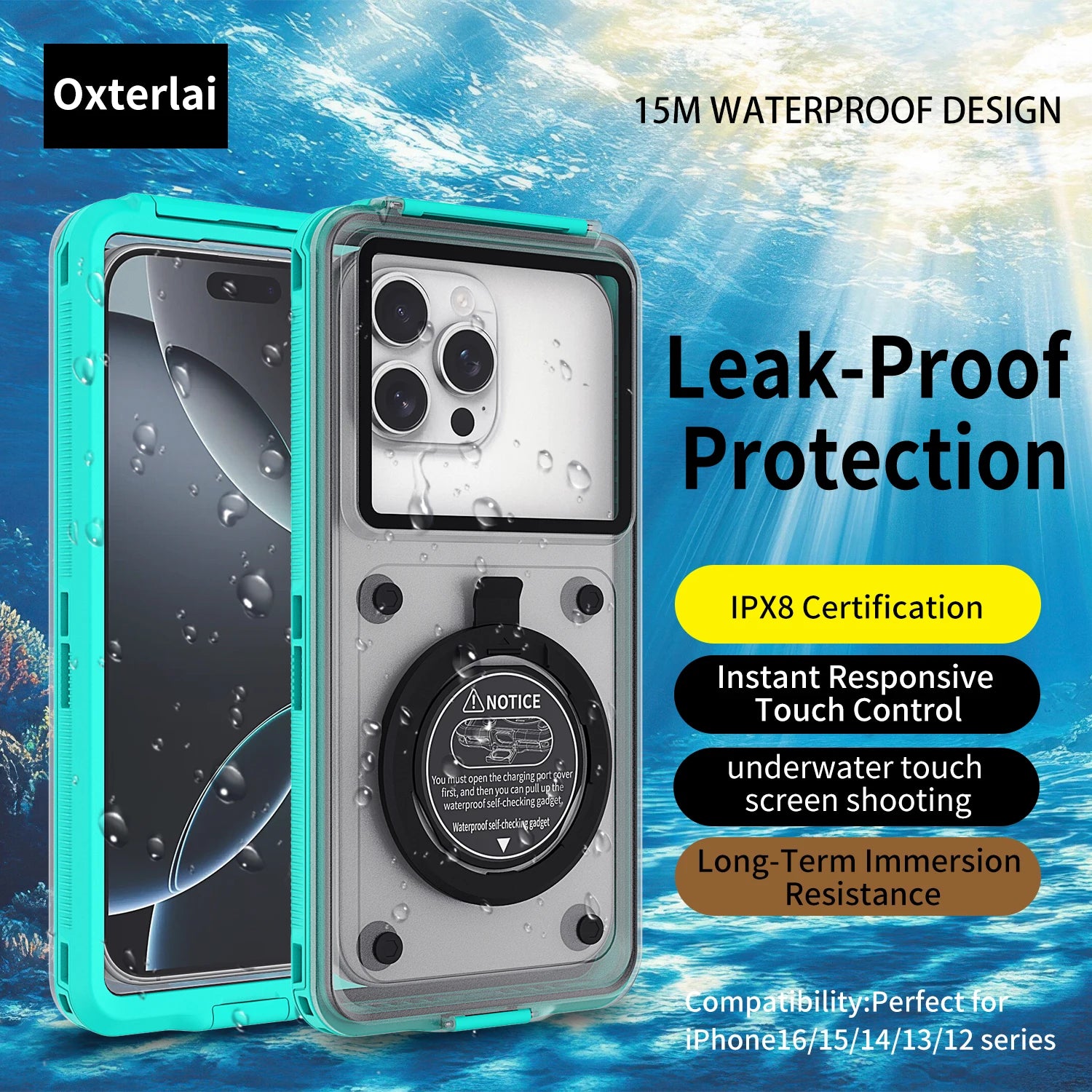 6.9inch universal waterproof phone case, shockproof and durable, available in multiple colors and compatible with various brands