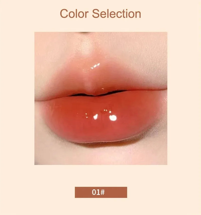 Mirror Glass Solid Lip Glaze moisturizing Heart Shape Water Light Lipstick Pen Jelly Lip Gloss Korean Tint Makeup Girl Cosmetics