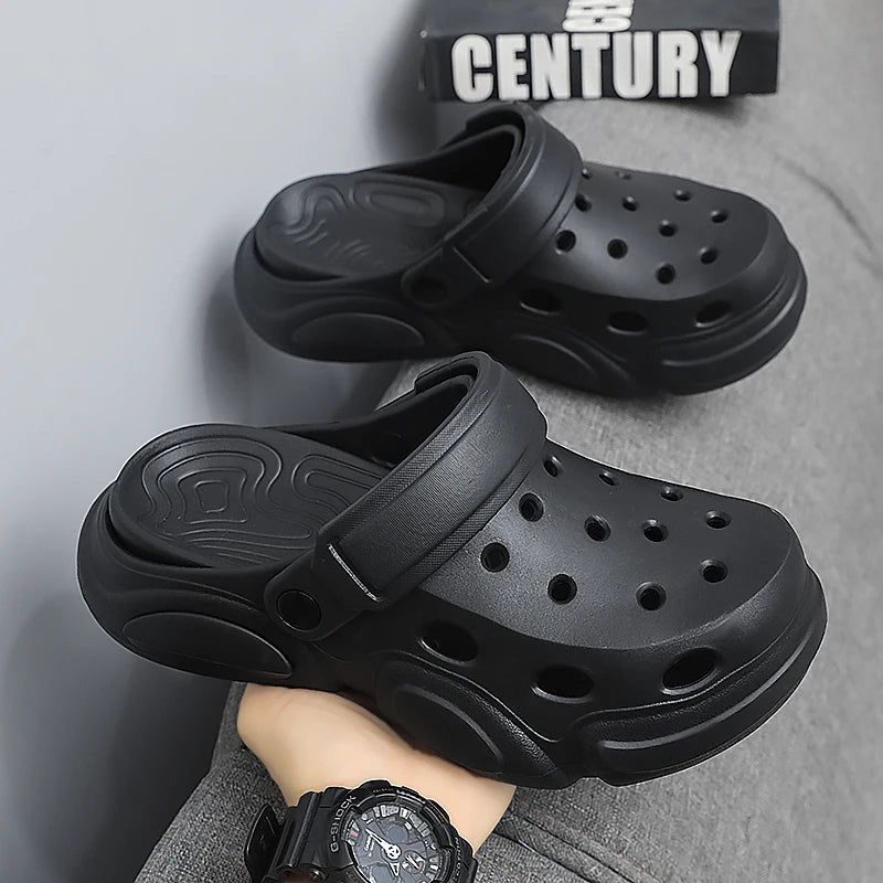Men's Casual Sandals 2026 Summer Thick-Soled Non-Slip Breathable Closed Toe Beach Slippers Lightweight Comfort Shoes