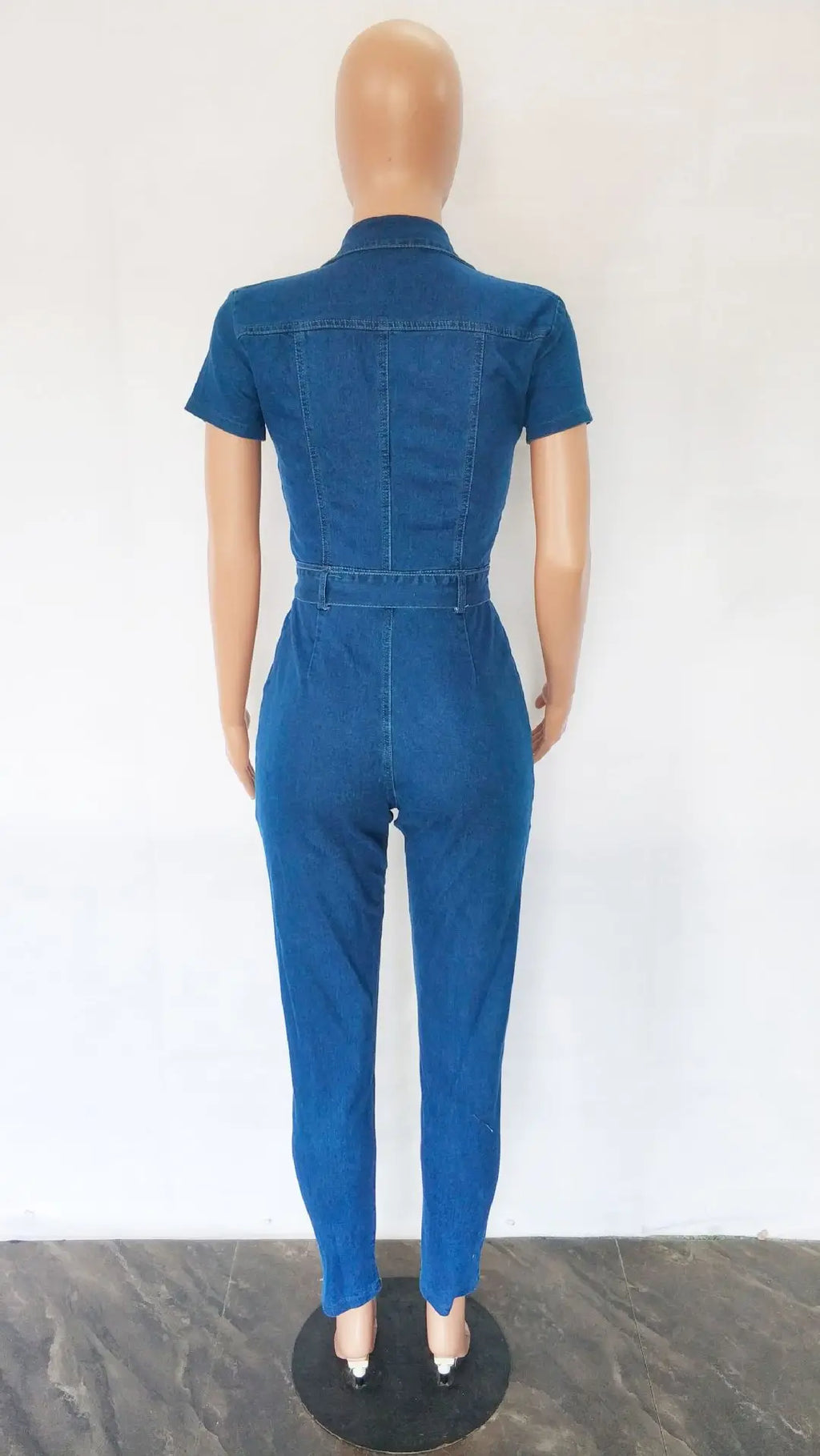 High Street Demin Jumpsuit Sexy Women Turn Down Collar Elegant Jeans Casual Party Overalls Romper