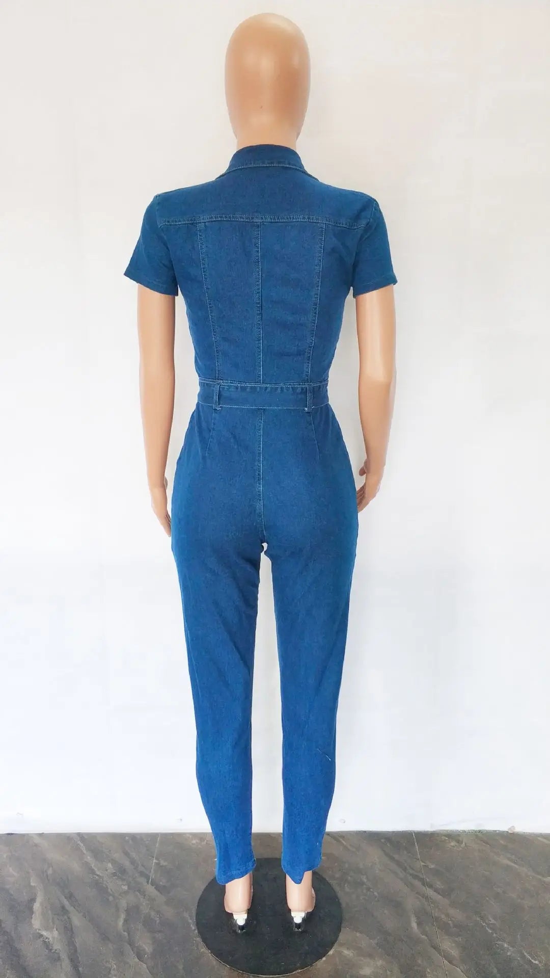 High Street Demin Jumpsuit Sexy Women Turn Down Collar Elegant Jeans Casual Party Overalls Romper