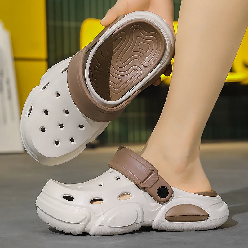 Men's Casual Sandals 2026 Summer Thick-Soled Non-Slip Breathable Closed Toe Beach Slippers Lightweight Comfort Shoes