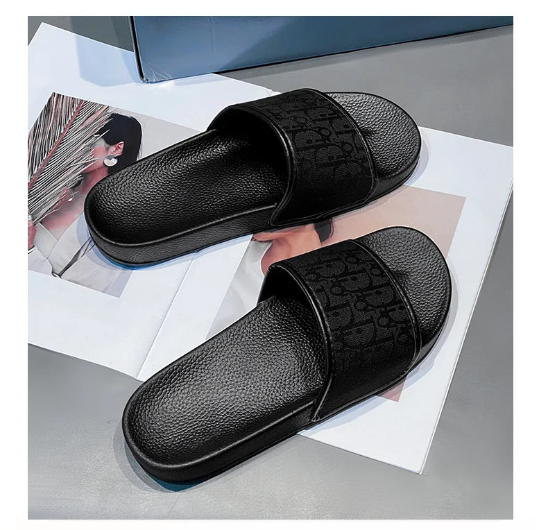 Slipper for Men's Home Slippers Lightweight Summer New Style Flat and Worn Casual Retro Patterned Anti-slip Quick-drying Sandals