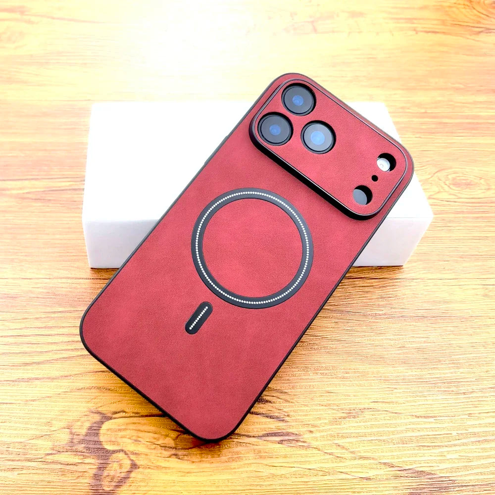 Luxury Faux Leather Retra Magnetic Case For 17 Air 16E 15 14 13 12 11 Pro Max Plus Shockproof for Magsafe Wilreless Charge Cover