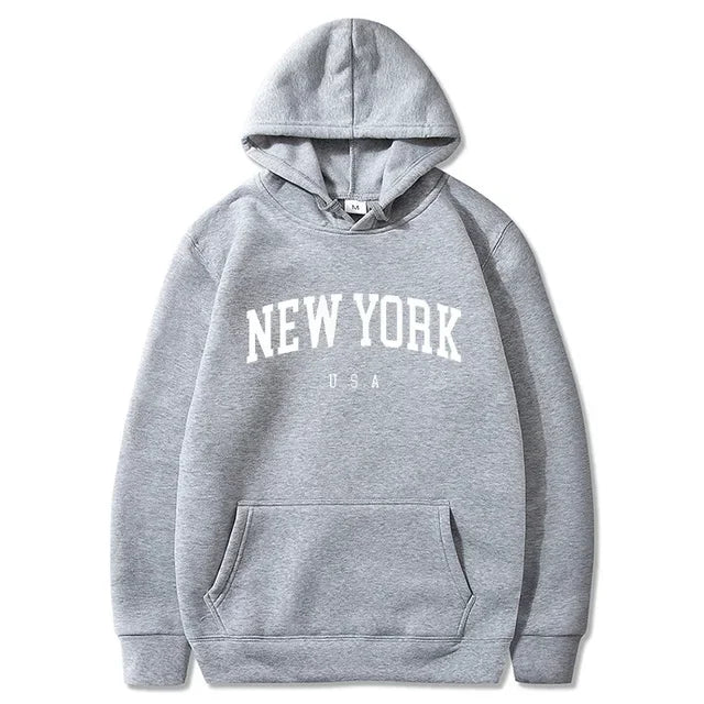 Women New York U.S.A City Hoodies Fashion Letter Printed Graphic Sweatshirts Loose CasuaMen l Harajuku Hooded Pullover Sportwear