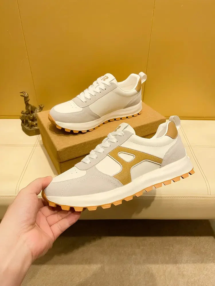 Sneakers Casual Men Designer Retro Running Shoes Fashion Genuine Leather Fabric Breathable Height Increased Platform Sport Shoes
