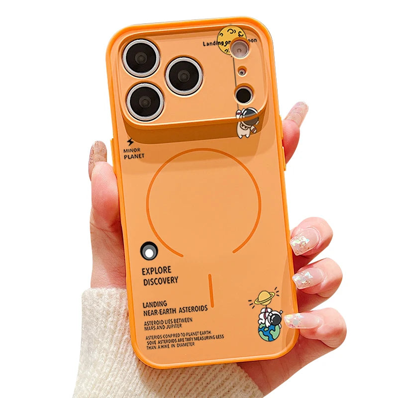 Hanging Astronaut Pattern Case For iPhone 17 Pro Max Magnetic For Magsafe Skin Feeling Cover For iPhone 16 Pro Max 15 14 13