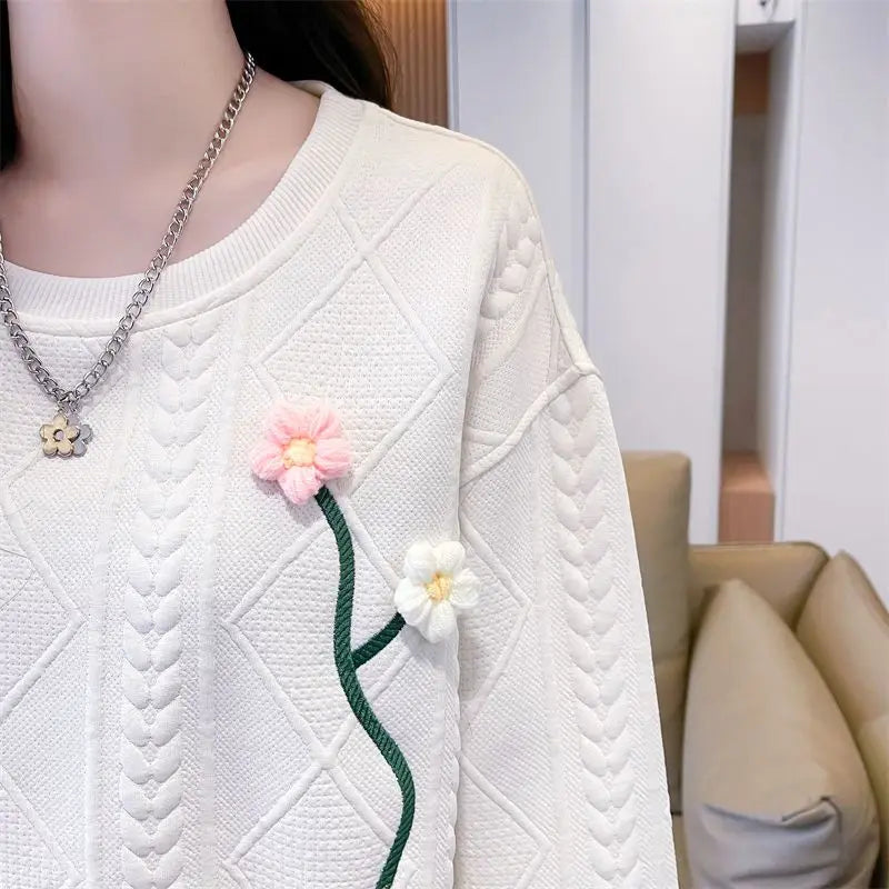 Fashionable Round Neck Sweatshirt for Women 2025 New Spring and Autumn Loose and Versatile Thin Pullover Short Versatile Top