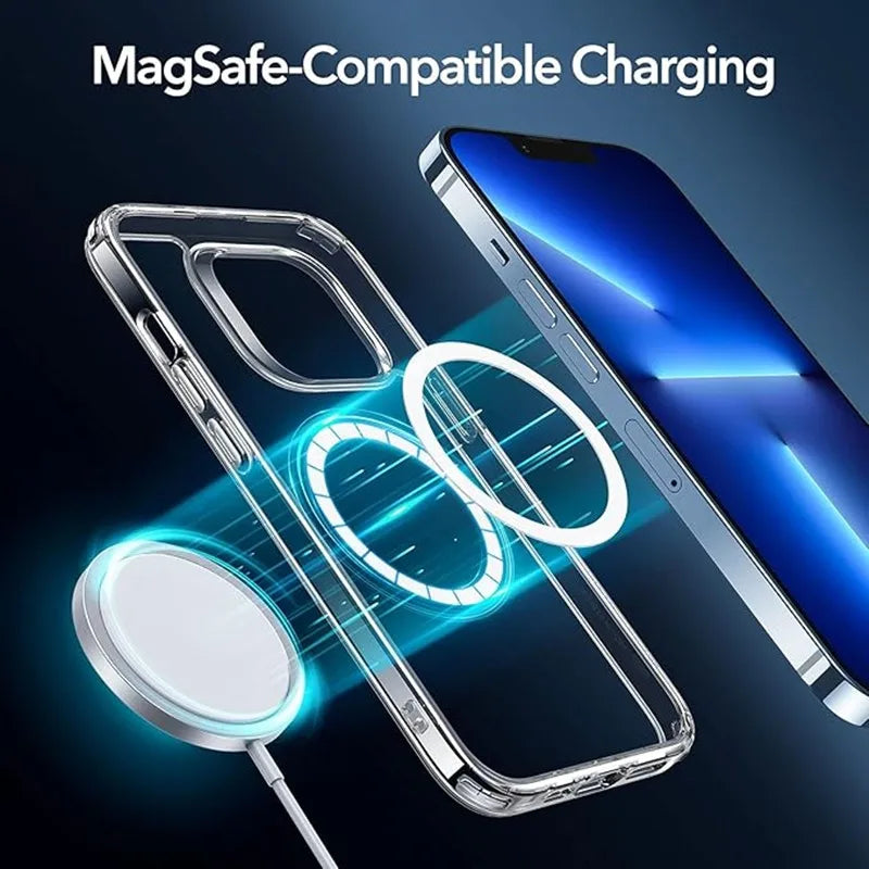 Original Magnetic Transparent Phone Case for Magsafe for iPhone 17 16 15 14 Plus 13 12 11 Pro Max Wireless Charge Back Cover