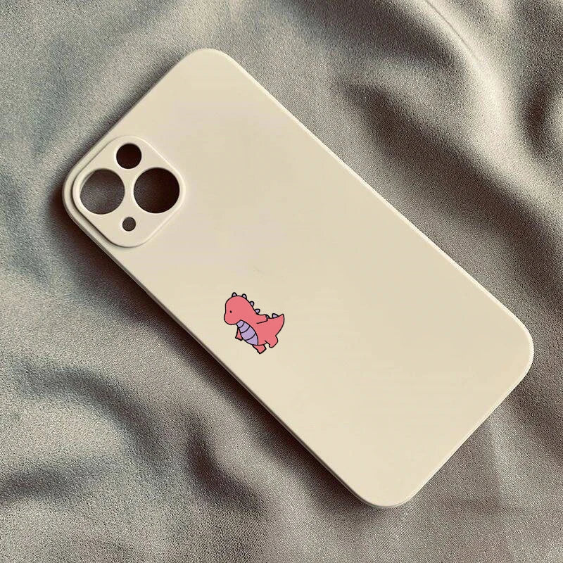 Cute Dinosaur Couple Phone Case for iPhone 16 15 14 13 12 11 Pro Max Mini X XS XR 7 8 Plus SE Shockproof Non-Slip Cover Fundas