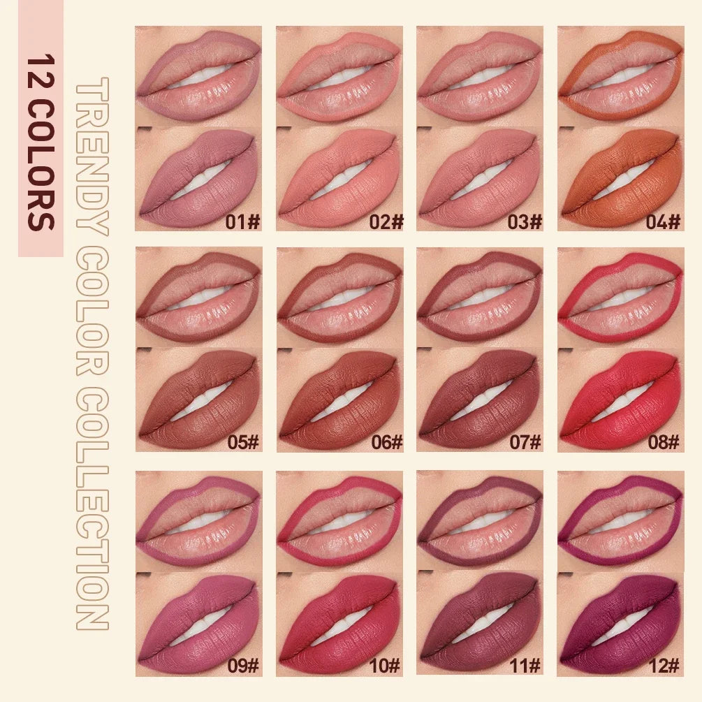 2pcs Lipstick Lipliner Pen Set Matte Velvet Lip Liner Pencil Contour Makeup Sexy Red Lip Stick Long Lasting Cosmetics