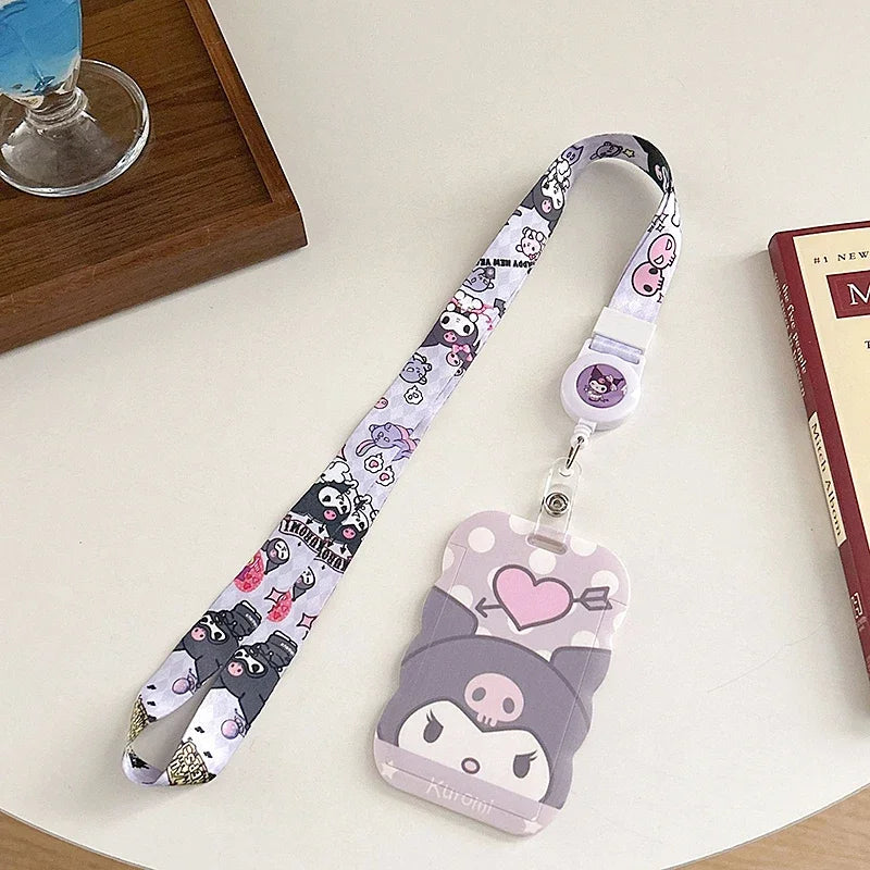 Sanrios ID Card Holder Lanyard Porta Credencial Pochacco Kuromi credit Card Case Cover with Neck Strap for Work Kawaii Accessory