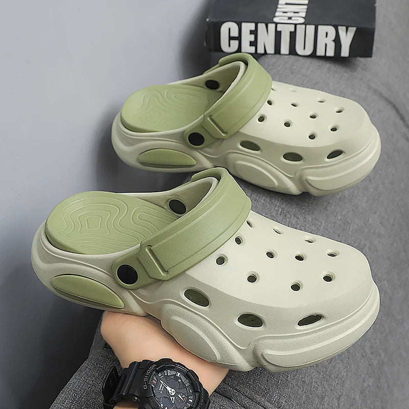 Men's Casual Sandals 2026 Summer Thick-Soled Non-Slip Breathable Closed Toe Beach Slippers Lightweight Comfort Shoes