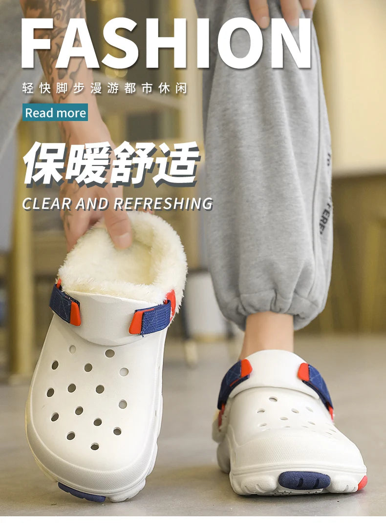 Men Slippers Slippers for Men Waterproof Soft and Comfortable Warm Add Velvet Couple Women Home Shoes Non-Slip Wear-resistant