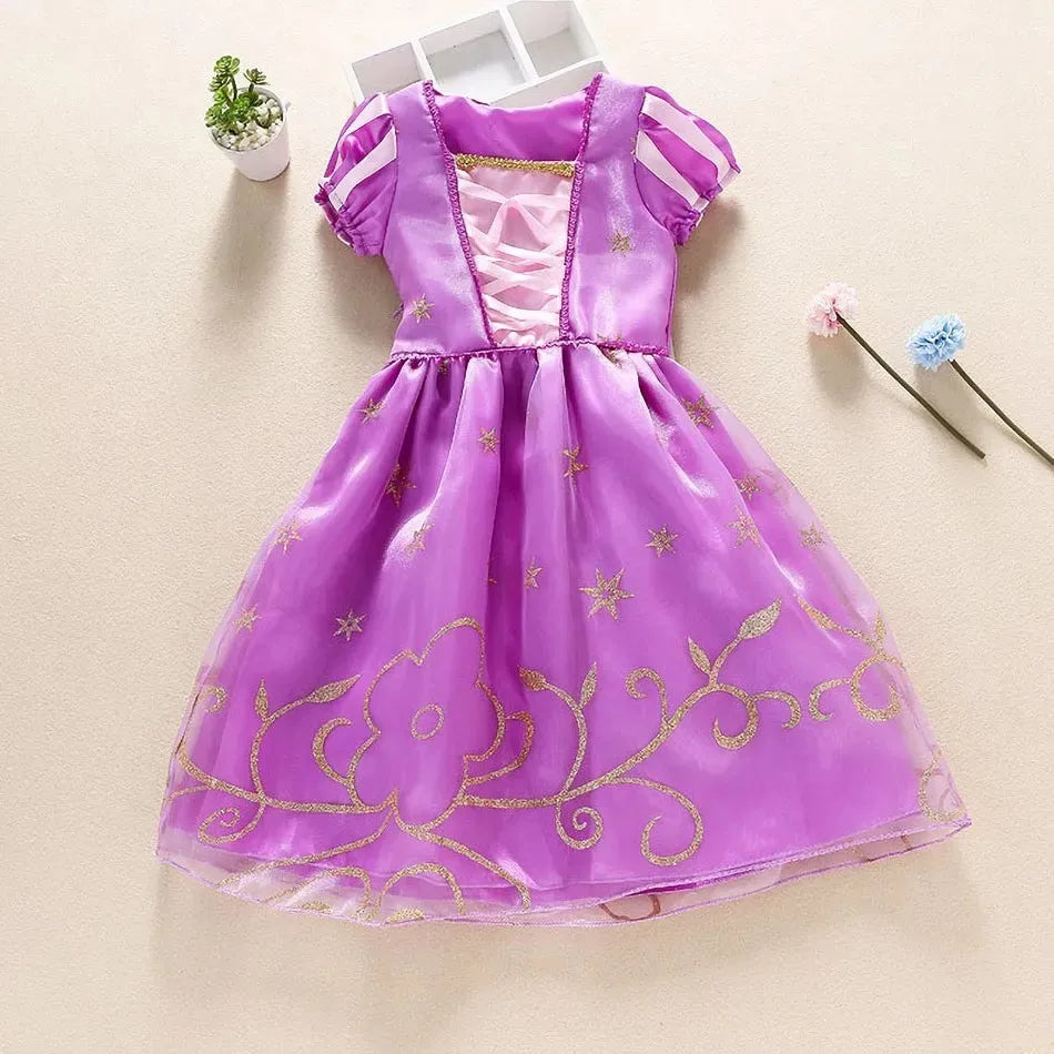 Children Princess Costume Party Fancy Flower Vestido New 2024 Christmas Birthday Carnival Dress Up Rapunzel Belle Disguise Frock
