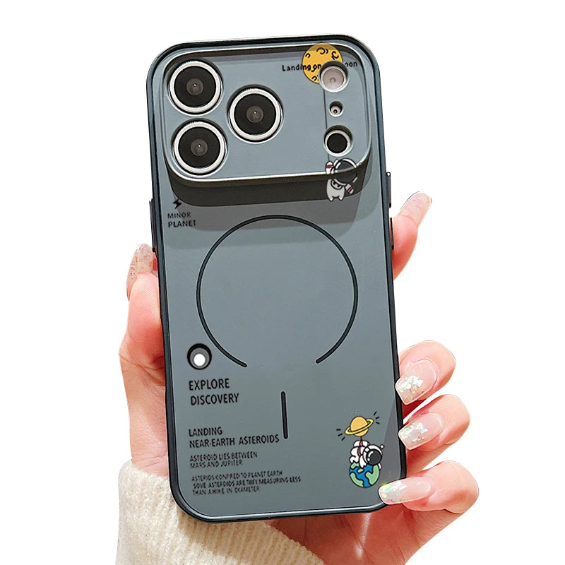 Hanging Astronaut Pattern Case For iPhone 17 Pro Max Magnetic For Magsafe Skin Feeling Cover For iPhone 16 Pro Max 15 14 13