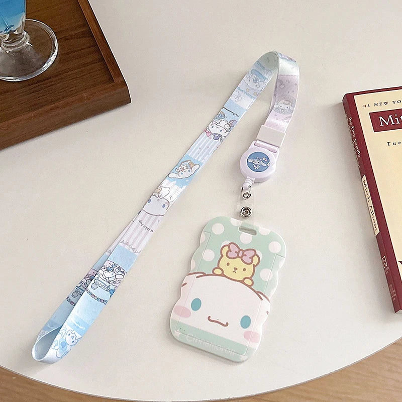 Sanrios ID Card Holder Lanyard Porta Credencial Pochacco Kuromi credit Card Case Cover with Neck Strap for Work Kawaii Accessory