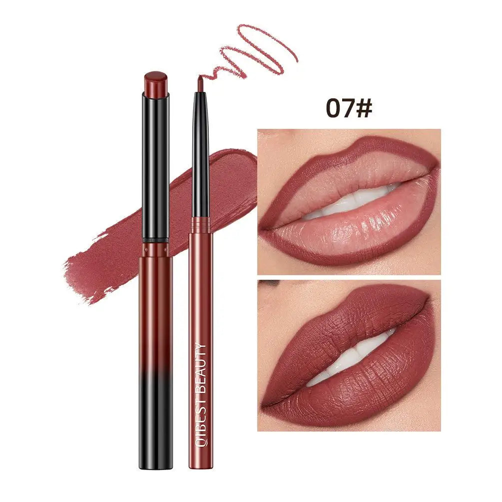 2pcs Lipstick Lipliner Pen Set Matte Velvet Lip Liner Pencil Contour Makeup Sexy Red Lip Stick Long Lasting Cosmetics