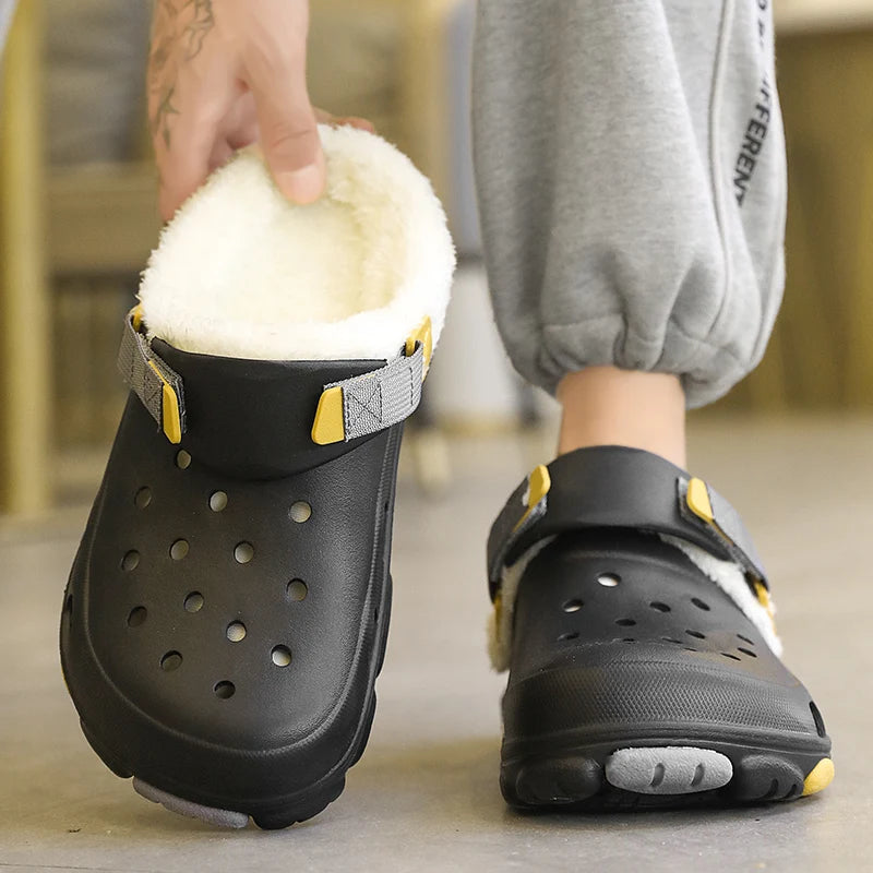 Men Slippers Slippers for Men Waterproof Soft and Comfortable Warm Add Velvet Couple Women Home Shoes Non-Slip Wear-resistant