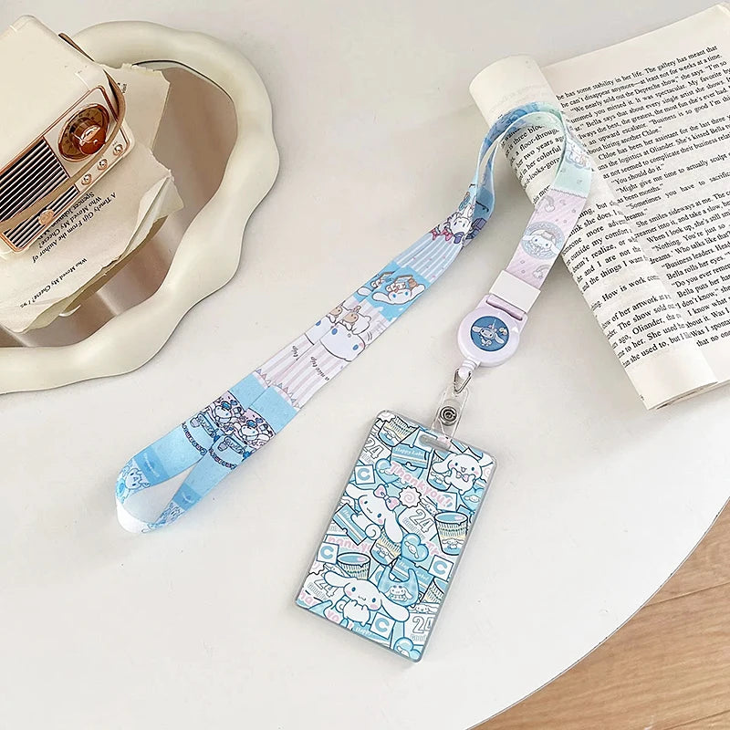 Sanrios ID Card Holder Lanyard Porta Credencial Pochacco Kuromi credit Card Case Cover with Neck Strap for Work Kawaii Accessory