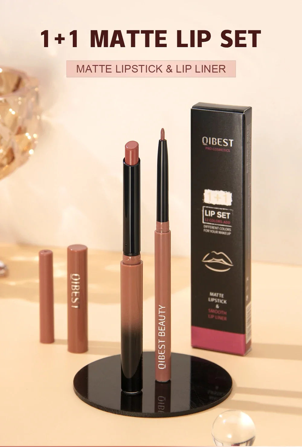 2pcs Lipstick Lipliner Pen Set Matte Velvet Lip Liner Pencil Contour Makeup Sexy Red Lip Stick Long Lasting Cosmetics
