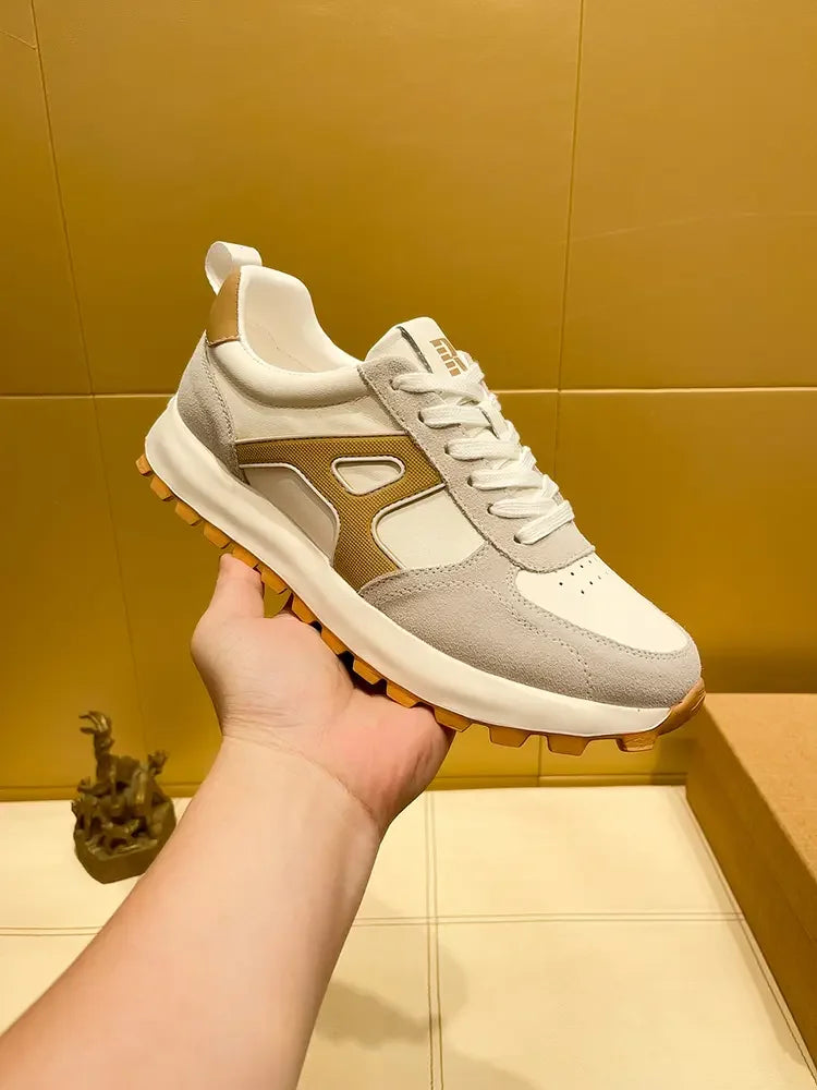Sneakers Casual Men Designer Retro Running Shoes Fashion Genuine Leather Fabric Breathable Height Increased Platform Sport Shoes