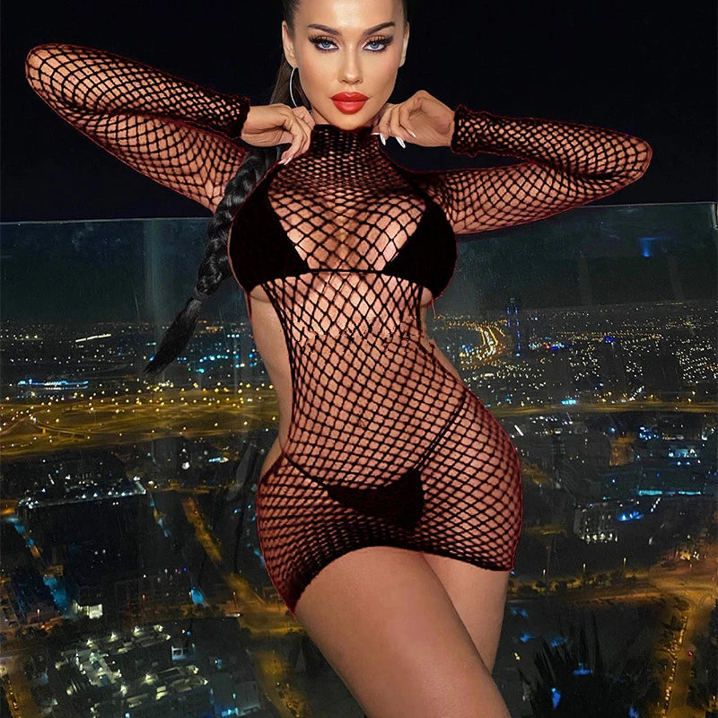 Women Dress For Evening Party Dress Sexy Slim-fit Solid Color Women Suspender Dress for Party Porn Fishnet Lingerie Dresses