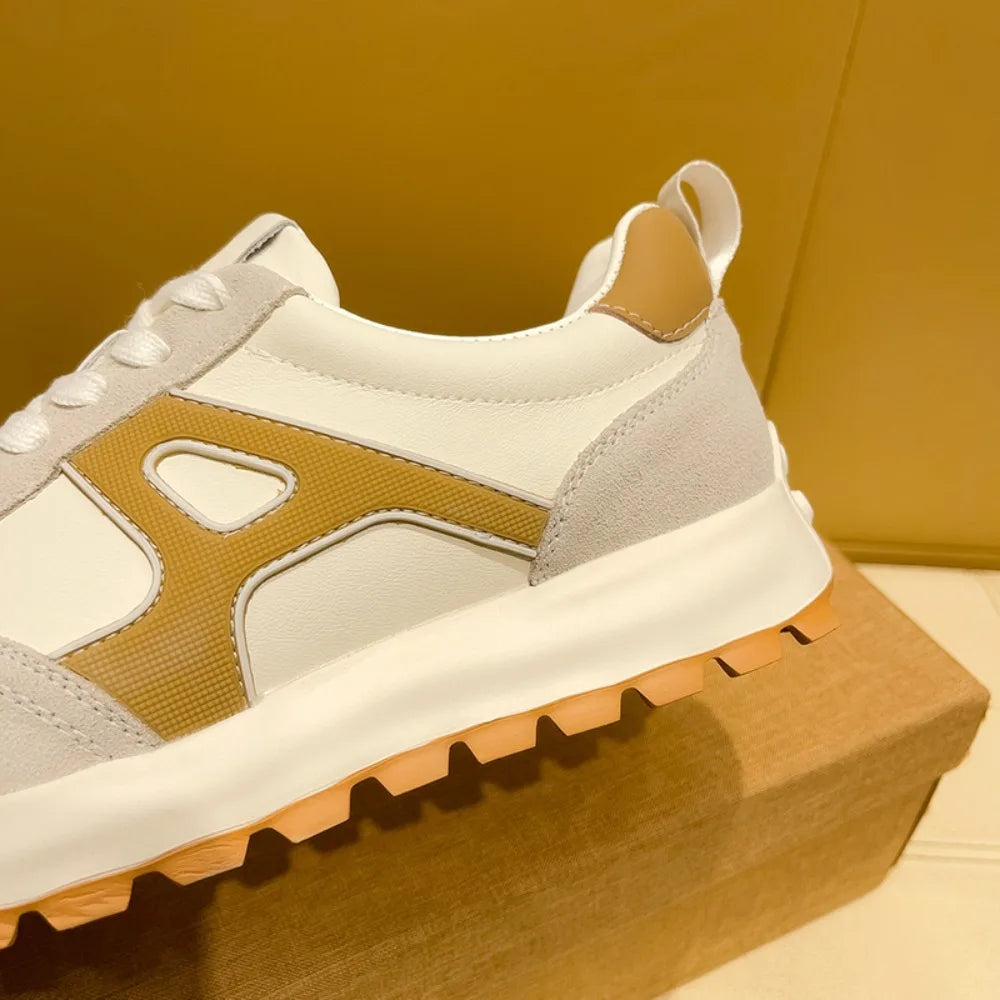 Sneakers Casual Men Designer Retro Running Shoes Fashion Genuine Leather Fabric Breathable Height Increased Platform Sport Shoes