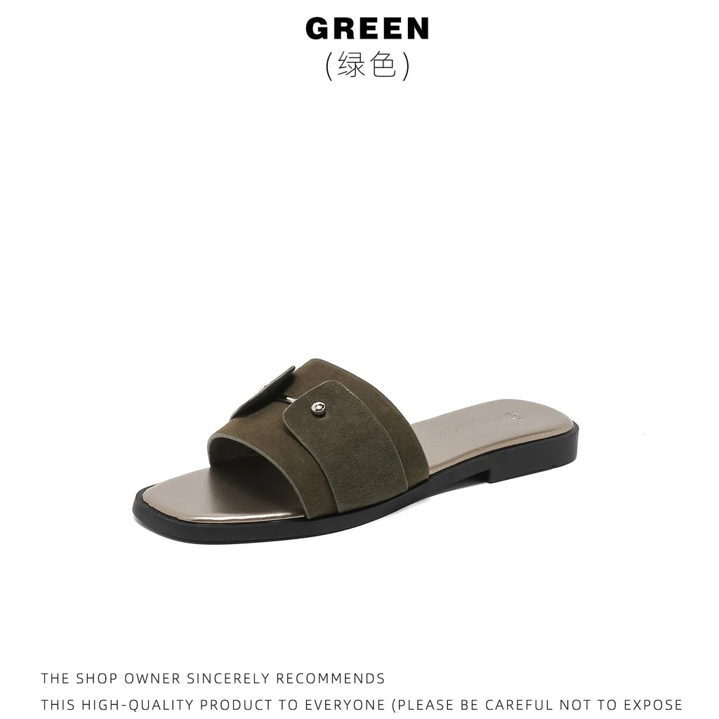 Womens slippers summer elegant versatile casual breathable anti-slip suitable outdoor travel beach activities flat shoes sandals
