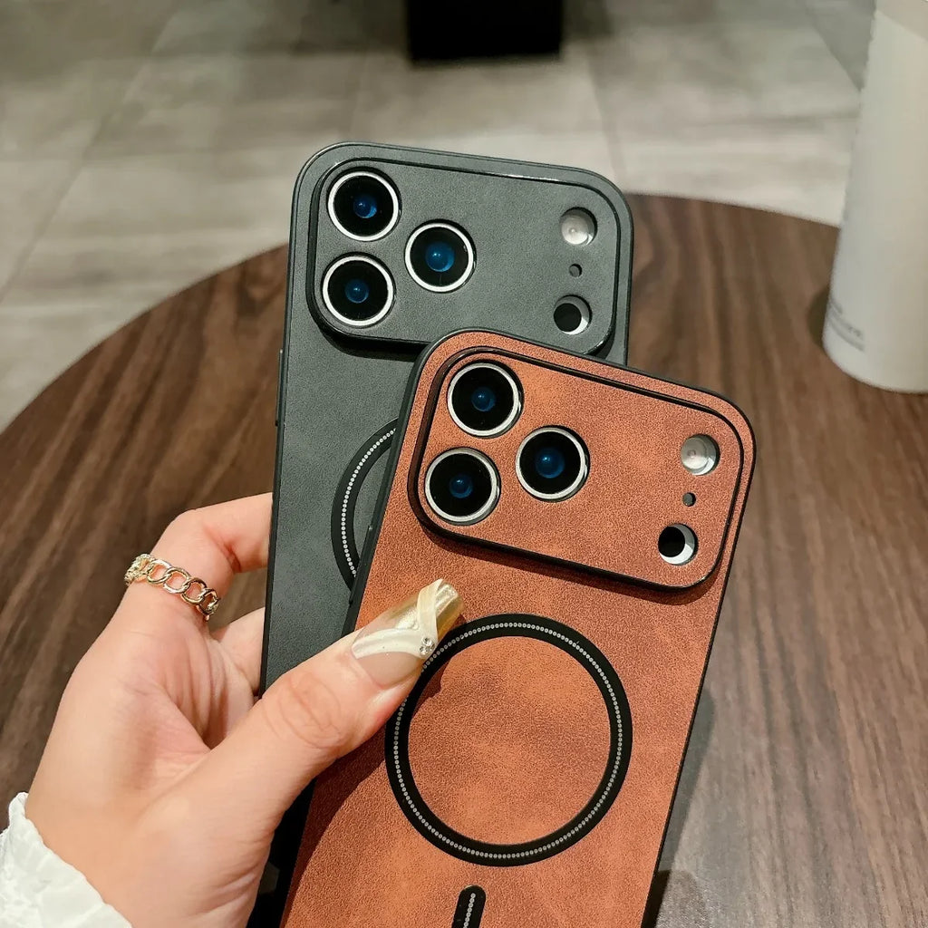 Magnetic Leather Case for iPhone 17 Pro Max 17 Air 17Pro Cover Magnet for Mag-safe Anti-knock All-round Camera Protector Shell