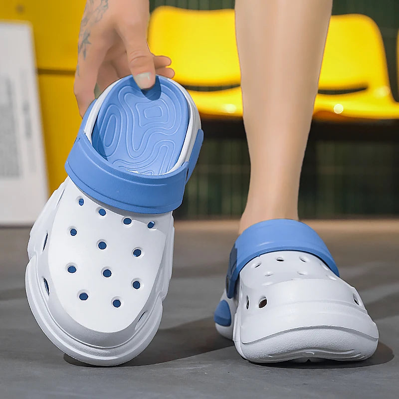 Men's Casual Sandals 2026 Summer Thick-Soled Non-Slip Breathable Closed Toe Beach Slippers Lightweight Comfort Shoes