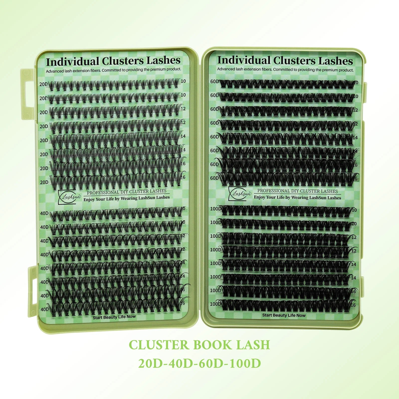 LASHSUN Lash Clusters book DIY Eyelash Extensions Clusters Lashes book D Curl LASH Mega Volume Individual Lashes Eyelash Cluster