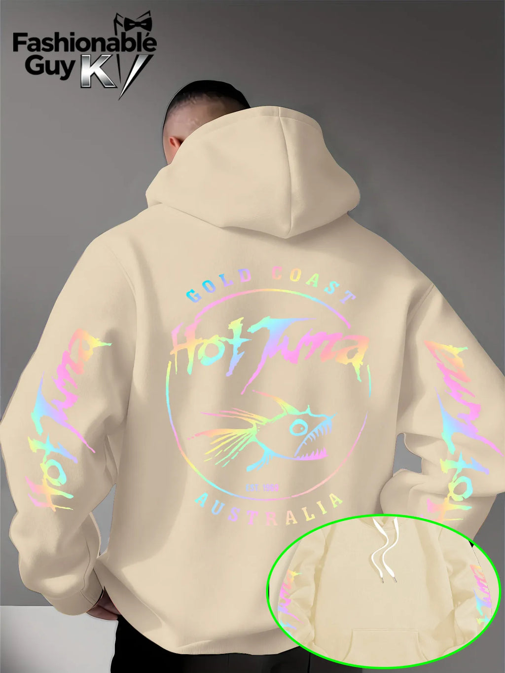 Men Hoodie Hot Tuna Gold Coast Australia 1969 Rainbow Print Casual Streetwear Oversized Sweatshirt Unisex Harajuku Pullover Tops