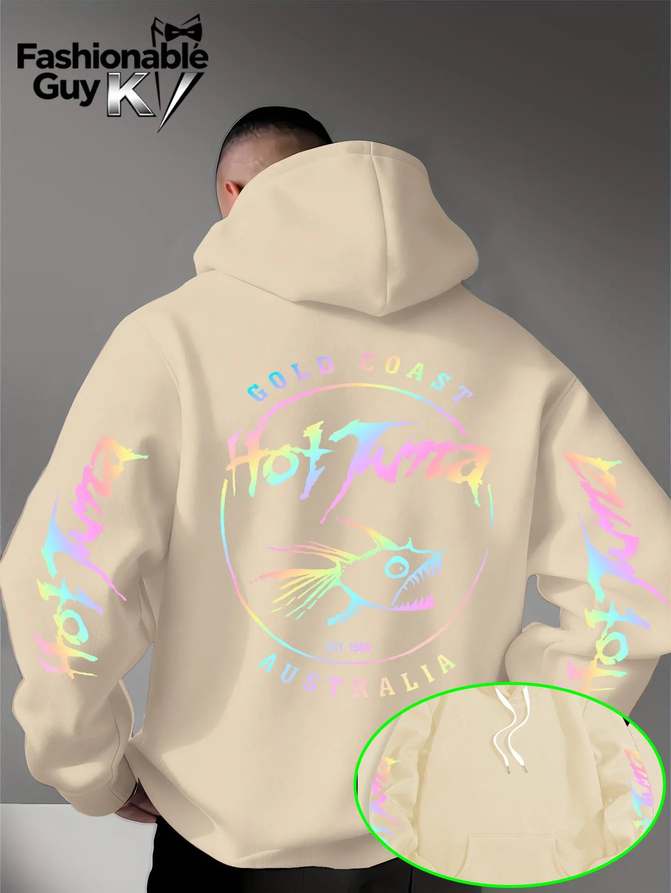 Men Hoodie Hot Tuna Gold Coast Australia 1969 Rainbow Print Casual Streetwear Oversized Sweatshirt Unisex Harajuku Pullover Tops