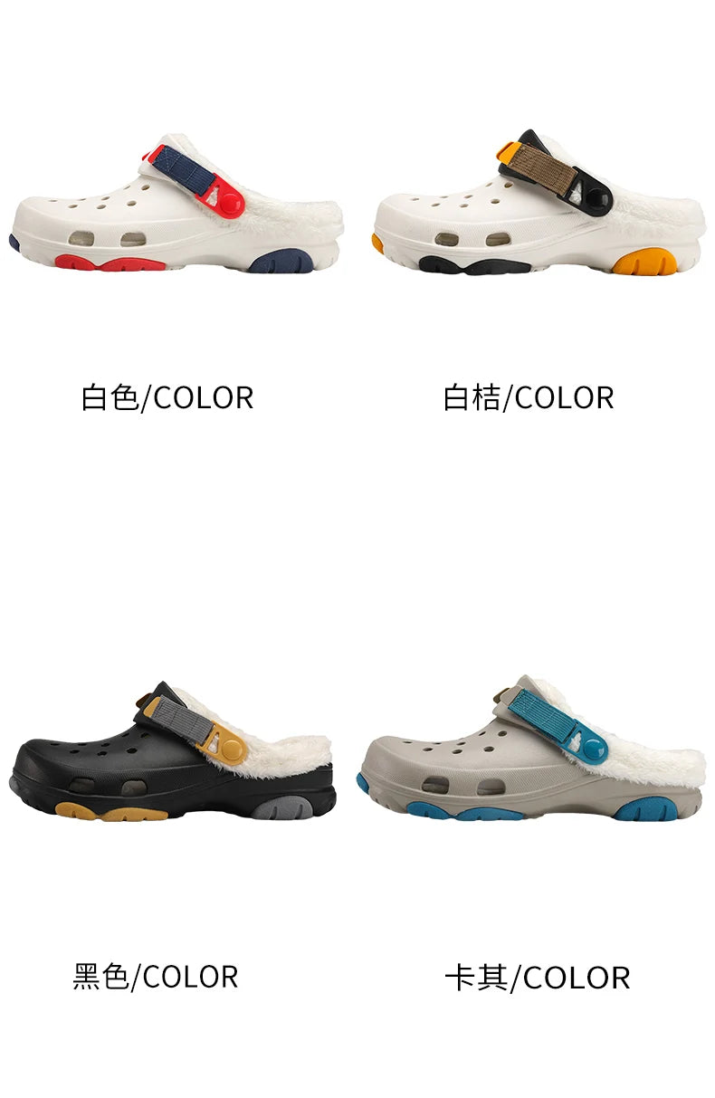 Men Slippers Slippers for Men Waterproof Soft and Comfortable Warm Add Velvet Couple Women Home Shoes Non-Slip Wear-resistant