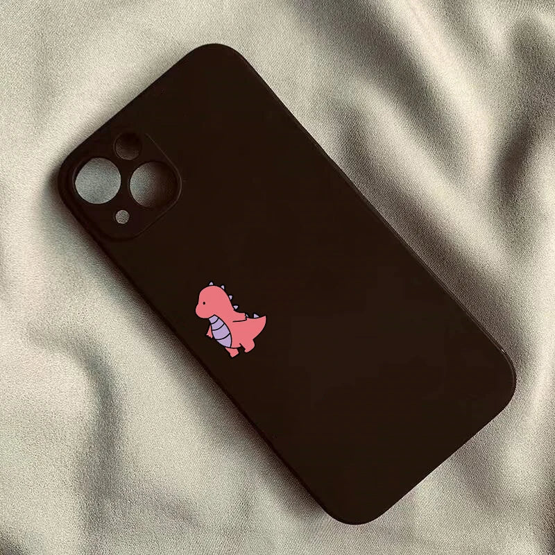 Cute Dinosaur Couple Phone Case for iPhone 16 15 14 13 12 11 Pro Max Mini X XS XR 7 8 Plus SE Shockproof Non-Slip Cover Fundas