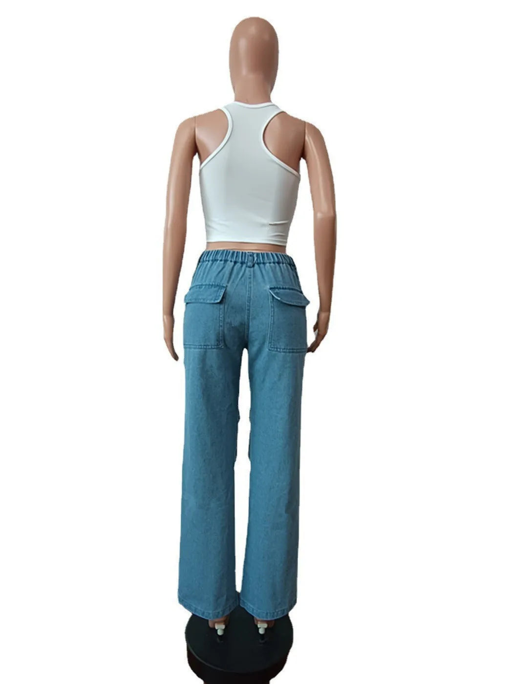 Women Jeans Denim Patchwork Straight Pants Holes Distressed Pockets Washing High Street Low Waist Zipper Fly Flat Winter