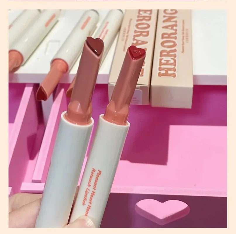 Mirror Glass Solid Lip Glaze moisturizing Heart Shape Water Light Lipstick Pen Jelly Lip Gloss Korean Tint Makeup Girl Cosmetics