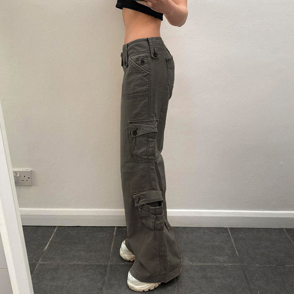 Women'S Jeans Baggy Cargo Pants Streetwear Drawstring Casual Loose Wide Leg Trousers Pantalones Hip Hop Joggers Sweatpants 청바지