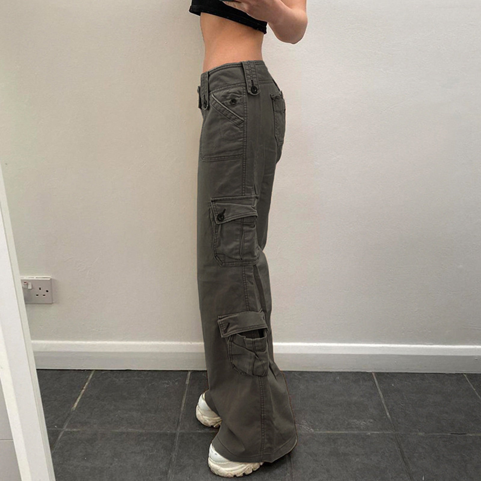 Women'S Jeans Baggy Cargo Pants Streetwear Drawstring Casual Loose Wide Leg Trousers Pantalones Hip Hop Joggers Sweatpants 청바지