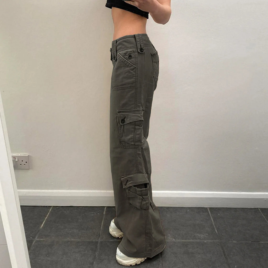 Women'S Jeans Baggy Cargo Pants Streetwear Drawstring Casual Loose Wide Leg Trousers Pantalones Hip Hop Joggers Sweatpants 청바지