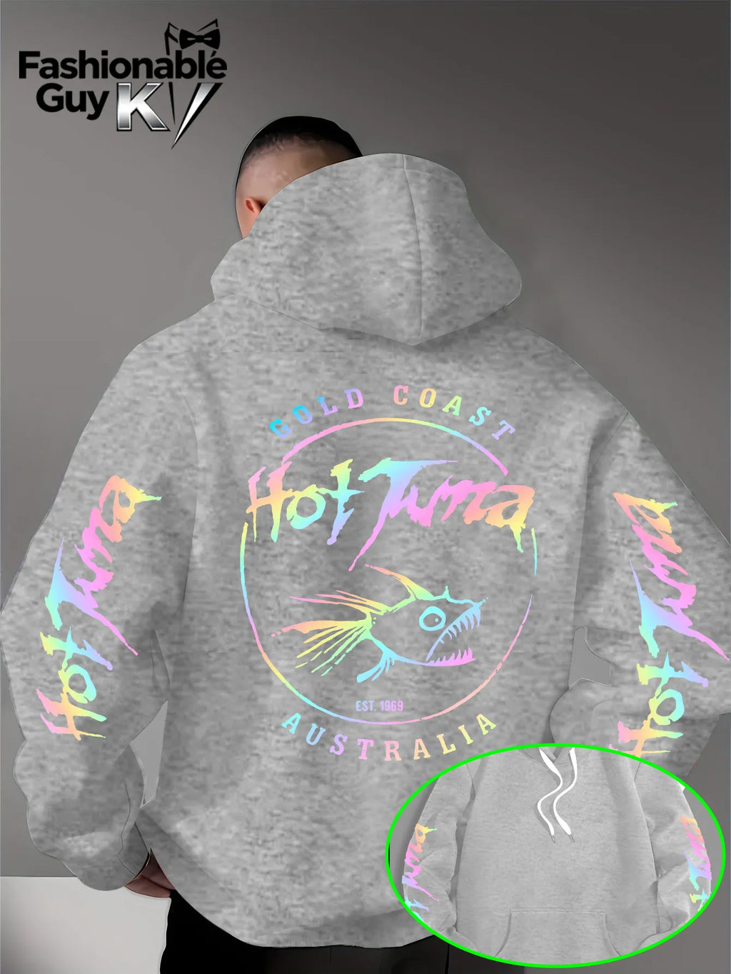 Men Hoodie Hot Tuna Gold Coast Australia 1969 Rainbow Print Casual Streetwear Oversized Sweatshirt Unisex Harajuku Pullover Tops