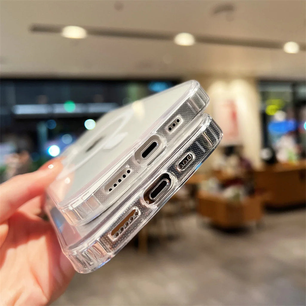 Transparent Magnetic Phone Case For iPhone 17 Pro Max 16 13 11 15 14 12 17 Air 17Promax Soft Silicone Shockproof Funda Cover