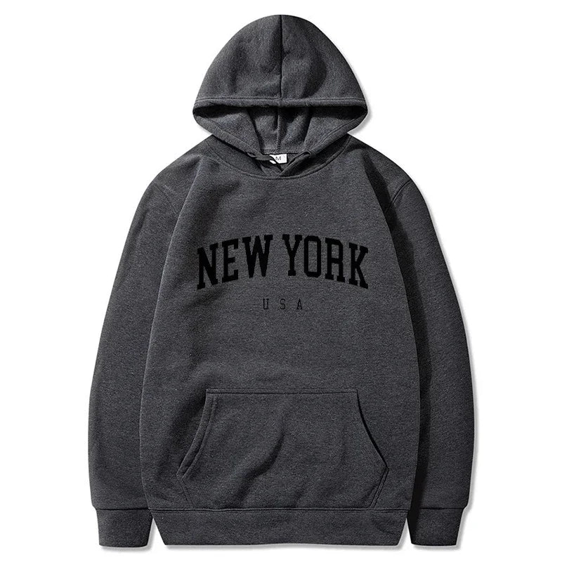 Women New York U.S.A City Hoodies Fashion Letter Printed Graphic Sweatshirts Loose CasuaMen l Harajuku Hooded Pullover Sportwear