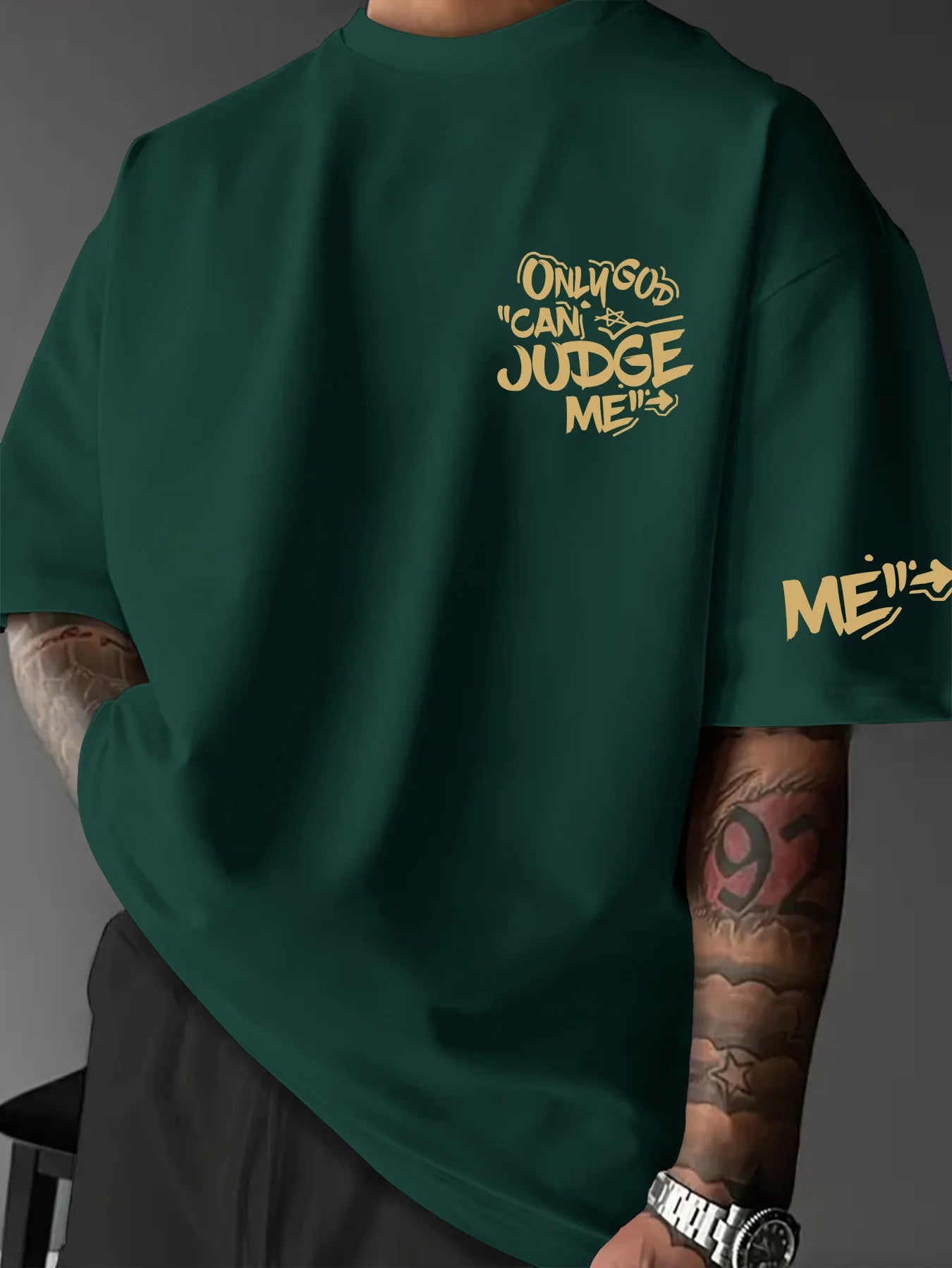 Printed T-shirt for Men New Summer Fashion "Only God Can Judge Me" Graffiti Printed Tee Machine Washable S-XXL
