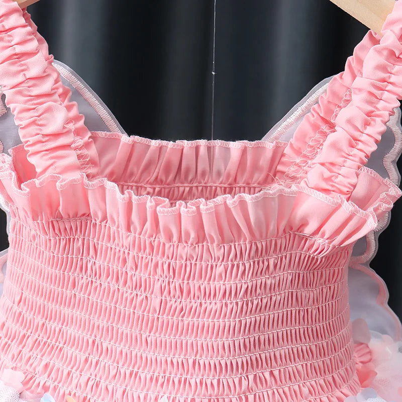 Baby Girl Dress Summer Butterfly Wings Halter Dazzle Style Puffy Girl Kid's Dress Cute Gorgeous Baby Girls Princess Dresses ﻿