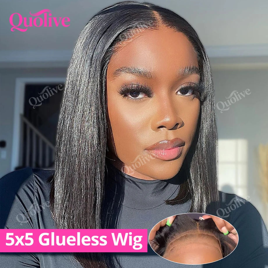 Short Bob Wig Human Hair Wear And Go Glueless Wigs 5x5 Hd Lace Closure Wig 13x6 Hd Lace Straight Human Hair Wigs For Black Women