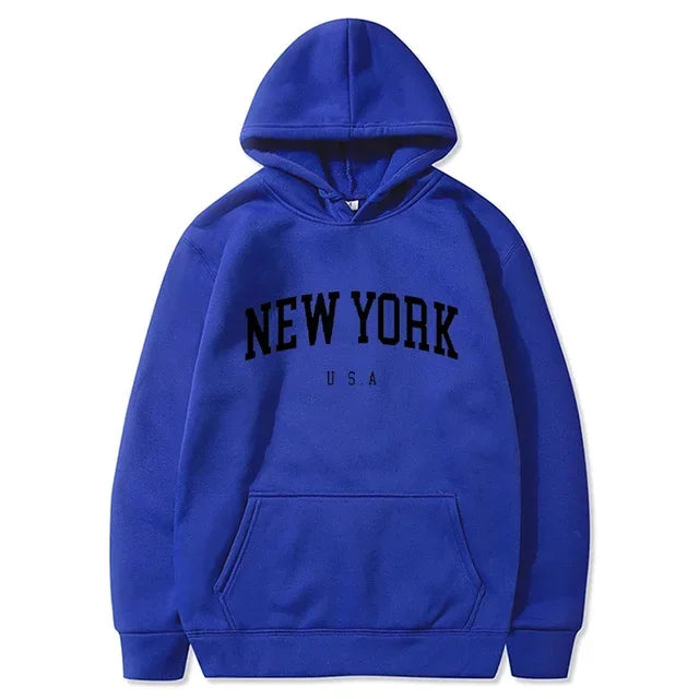 Women New York U.S.A City Hoodies Fashion Letter Printed Graphic Sweatshirts Loose CasuaMen l Harajuku Hooded Pullover Sportwear