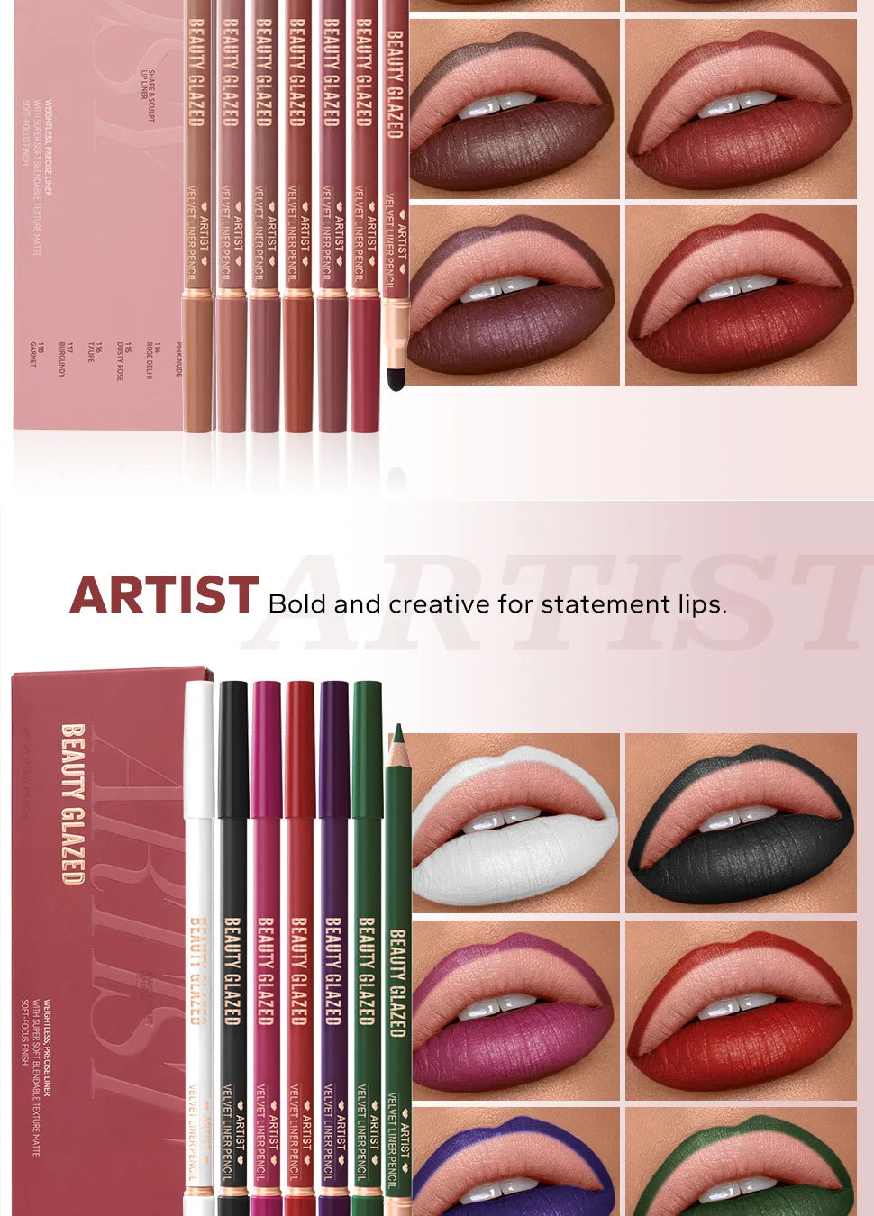 6pcs Matte Dual-Ended Lip Liner Pencils Set Long-Lasting Non-Drying Perfect for Lining Filling Lips Versatile for All Skin Typ