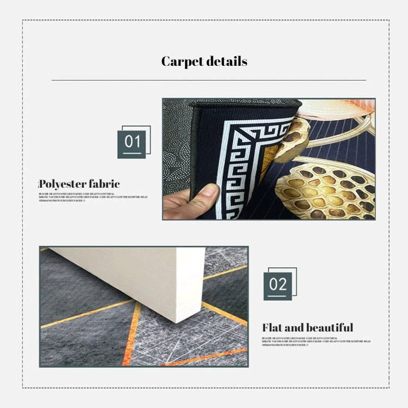 Luxury Golden Carpet for Living Room Decoration Home Large Area Rugs 200x300 Senior Dining Room Coffee Tables Non-slip Floor Mat